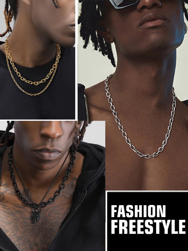 ChainsHouse Stainless Steel Cable Chain Necklace for Men, Rolo Cable Chain Cable Mens Chains Hip Hop Jewelry Gift 5mm 28" - Image 3